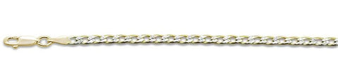 Sterling Silver 080-3mm Solid Yellow Gold Plated Pave Curb Chain