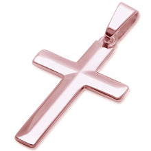 Load image into Gallery viewer, Sterling Silver Rose gold Plated Diamond Cut 4 1/2mm Thick Solid Cross Pendant 1.5  long