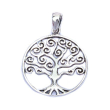 Load image into Gallery viewer, Sterling Silver Solid Family Tree Pendant 1  Long