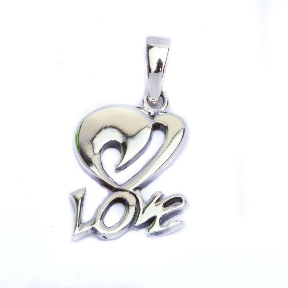 Sterling Silver Solid Heart Love Pendant 1.25\'\' longAnd Length 1.25\'\' inches