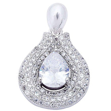 Load image into Gallery viewer, Sterling Silver Fine Quality Pave &amp; Pear Cz Pendant 1  long