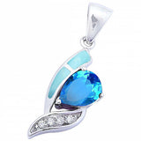 Sterling Silver Natural Larimar and Blue Topaz Pendant