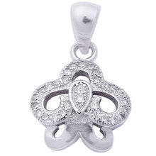 Load image into Gallery viewer, Sterling Silver Pave Cz Fleur De Lis Pendant Necklace w/ Chain 75\&#39;\&#39; longAnd Width 2mm