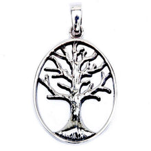 Load image into Gallery viewer, Sterling Silver Solid Family Tree Pendant 1.25  Long