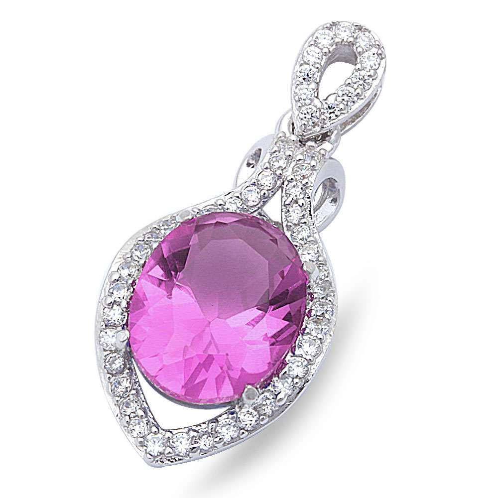 Sterling Silver Faceted Amethyst & Cubic Zirconia Pendant 1  long