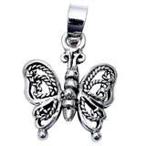 Sterling Silver Antique Filigree Flexible Butterfly Pendant 1  LongAnd Charm Width 14.5mm