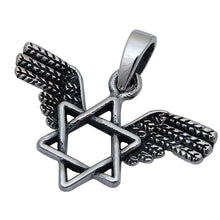 Load image into Gallery viewer, Sterling Silver Star of David W/ Wings PendantAnd Length .75 x1