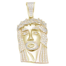 Load image into Gallery viewer, Sterling Silver Yellow Gold Plated Hiphop Style Heavy 4CT Micro Pave Cubic Zirconia Jesus Piece Pendant