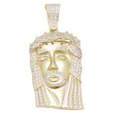 Sterling Silver Yellow Gold Plated Hiphop Style Heavy 4CT Micro Pave Cubic Zirconia Jesus Piece Pendant