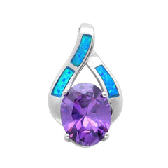 Sterling Silver Blue Opal & Amethyst Fashion Pendant