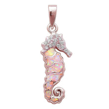 Load image into Gallery viewer, Sterling Silver Rose Gold Plated CZ Seahorse With CZ StonesAnd Length 1.1 InchesAndWidth 11mm