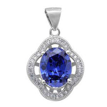 Load image into Gallery viewer, Sterling Silver Quatrefoil Shape with Tanzanite PendantAnd Length 23.1mm