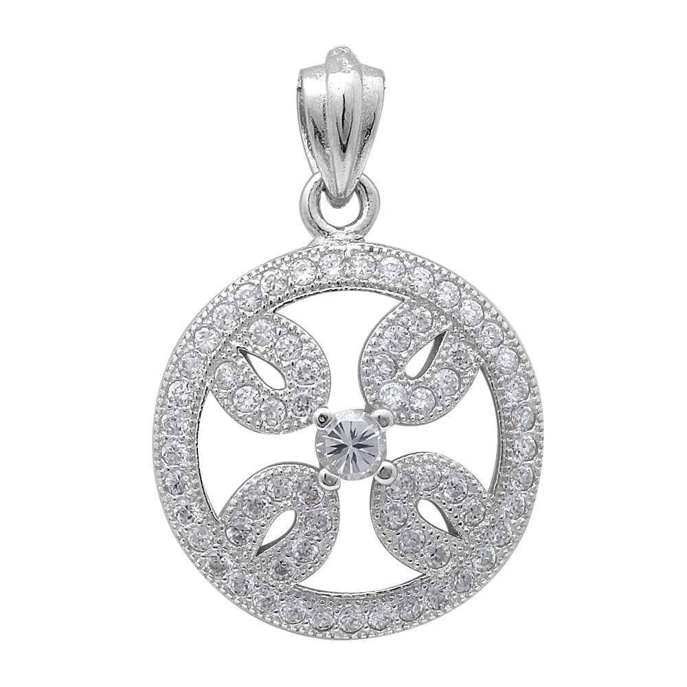 Sterling Silver Micro Pave Cubic Zirconia Fashion Pendant