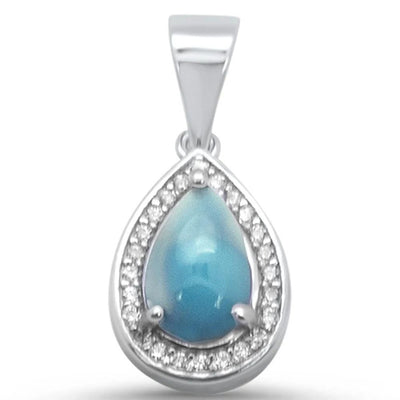 Sterling Silver Pear Natural Larimar Pendant