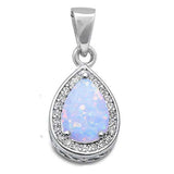 Sterling Silver White Opal Pear Shape Drop Pendant