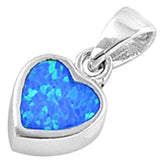 Sterling Silver Cute Blue Opal Heart Pendant