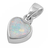 Sterling Silver Cute White Opal Heart Pendant