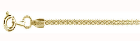 Sterling Silver 2.5MM Yellow Gold Popcorn Chain