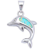 Sterling Silver White Opal Dolphin PendantAnd Length 1  Inch