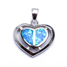 Load image into Gallery viewer, Sterling Silver Blue Opal Heart Pendant