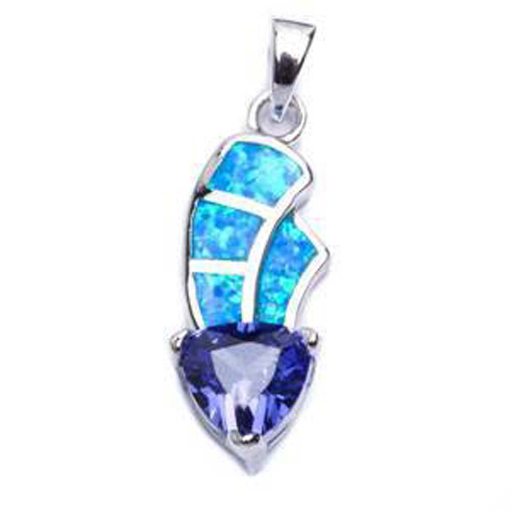 Sterling Silver Heart shaped Tanzanite And Blue Opal Pendant