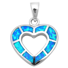 Load image into Gallery viewer, Sterling Silver Blue Opal Heart Charm Pendant