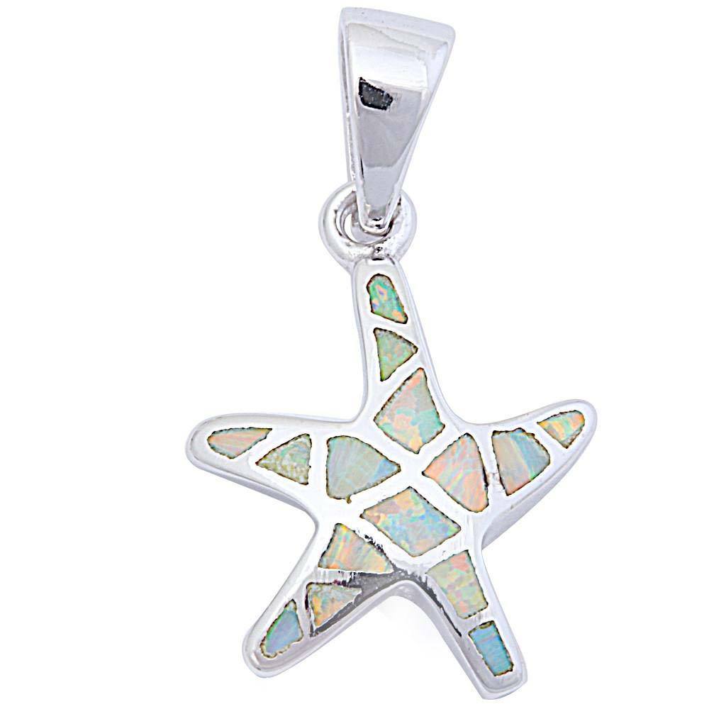Sterling Silver White Opal Starfish PendantAnd Length 1inch