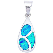 Load image into Gallery viewer, Sterling Silver Blue Fire Opal Inlay Oval Shaped PendantAnd Length 1inch