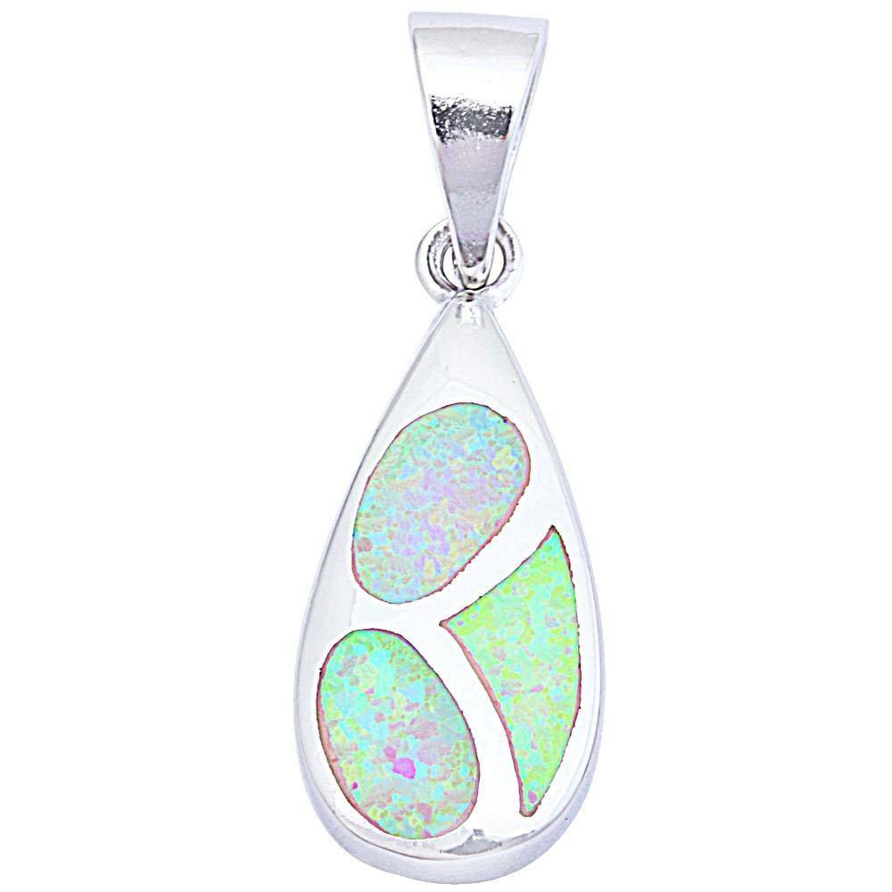 Sterling Silver Pink Fire Opal Inlay Oval Shaped PendantAnd Length 1inch