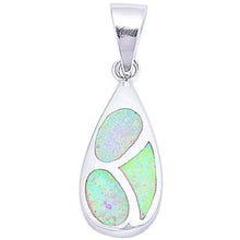 Load image into Gallery viewer, Sterling Silver Pink Fire Opal Inlay Oval Shaped PendantAnd Length 1inch