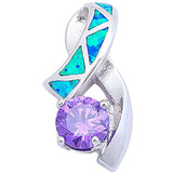 Sterling Silver Round Faceted AmethystAndTanzanite And Blue Opal Slide PendantAnd Length 1inchAnd Width 21.5mm