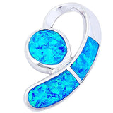 Sterling Silver Blue Fire Opal Fashion Slide PendantAnd Width 22mmAnd Thickness 3mm