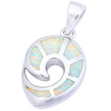 Load image into Gallery viewer, Sterling Silver White Fire Opal Fashion Snail Shell Swirl PendantAnd Length 1inch