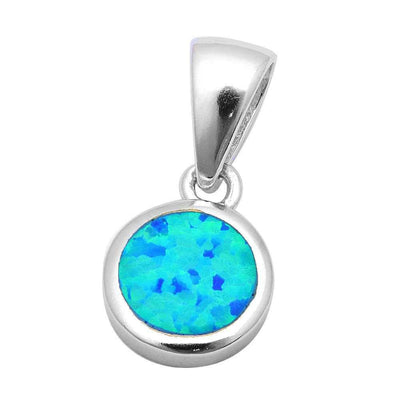 Sterling Silver Bezel Blue Opal PendantAnd Length .6inchAnd Stone Width 10mm