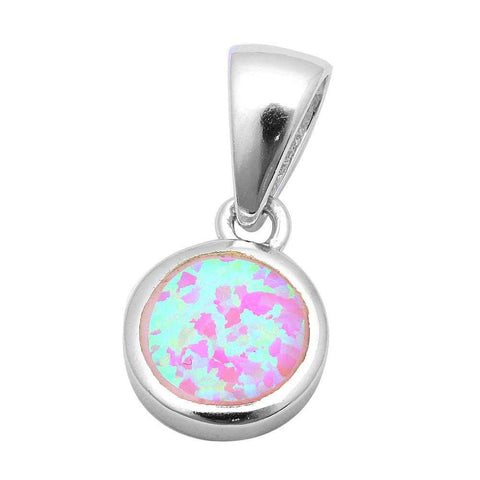 Sterling Silver Bezel Pink Opal PendantAnd Length .6inchAnd Stone Width 10mm