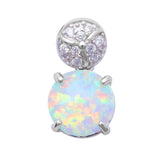 Sterling Silver Australian White Fire Opal And Pave Cubic Zirconia PendantAnd Width 18x10mmAnd Thickness 1mm