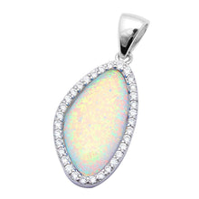 Load image into Gallery viewer, Sterling Silver Beautiful White Fire Opal And Cubic Zirconia PendantAnd Length 1.25x.5inch