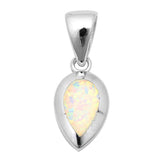 Sterling Silver Pear Shape White Opal PendantAnd Width 22x8.5mm