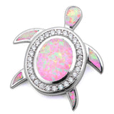 Sterling Silver Pink Fire Opal And Cubic Zirconia Turtle PendantAnd Width 23x22mmAnd Length .85x.85inch