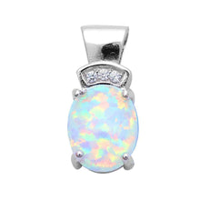 Load image into Gallery viewer, Sterling Silver White Fire Opal And Cubic Zirconia PendantAnd Width 17x7.5mm