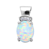 Sterling Silver White Fire Opal And Cubic Zirconia PendantAnd Width 17x7.5mm