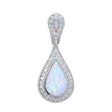 Load image into Gallery viewer, Sterling Silver White Opal Tear Drop Pendant With CZ StonesAnd Width 35x14mmAnd Thickness 4mm