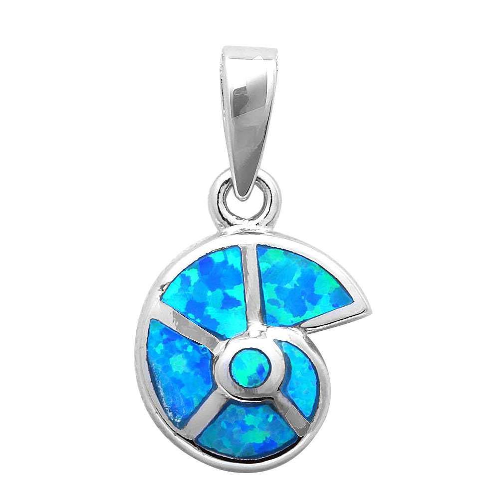 Sterling Silver Blue Opal Shell PendantAnd Width 16x13mm