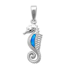 Load image into Gallery viewer, Sterling Silver Blue Opal Sea Horse PendantAnd Width 23x11mm