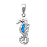 Sterling Silver Blue Opal Sea Horse PendantAnd Width 23x11mm