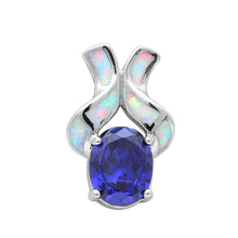 Load image into Gallery viewer, Sterling Silver White Opal And Oval Tanzanite PendantAnd Width 20x13mm