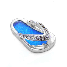 Load image into Gallery viewer, Sterling Silver Blue Opal And Cz Beach Sandal PendantAnd Width 17x10mmAnd Thickness 1mm