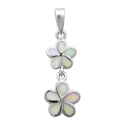 Sterling Silver White Opal Plumeria Pendant And Width 26x11mm