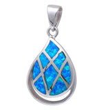 Sterling Silver Tear Drop Blue Opal PendantAnd Width 23mmAnd Thickness 3mm