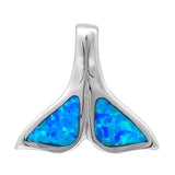 Sterling Silver Blue Opal Whale Tail PendantAnd Width 20mm